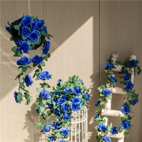 4 Pack (32FT) Artificial Rose Vine Fake Flowers Garland Hanging Silk Rose Ivy - Picture 3 of 6